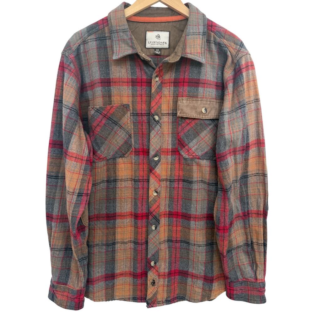Legendary Whitetails Flannel Shirt Mens Large Plaid Outdoor Button Up